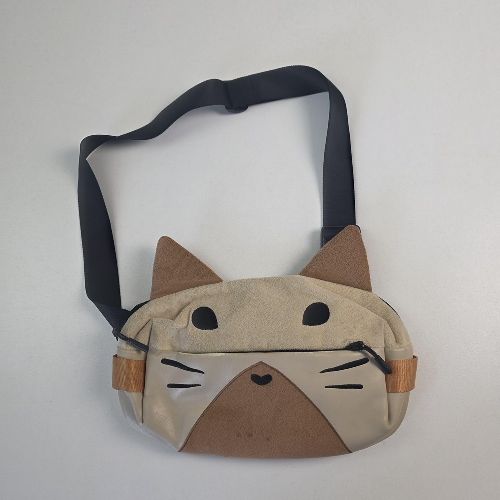 Tomtoc Monster Hunter Rise Palico Padded Purse Small Beige Brown Crossbody Bag